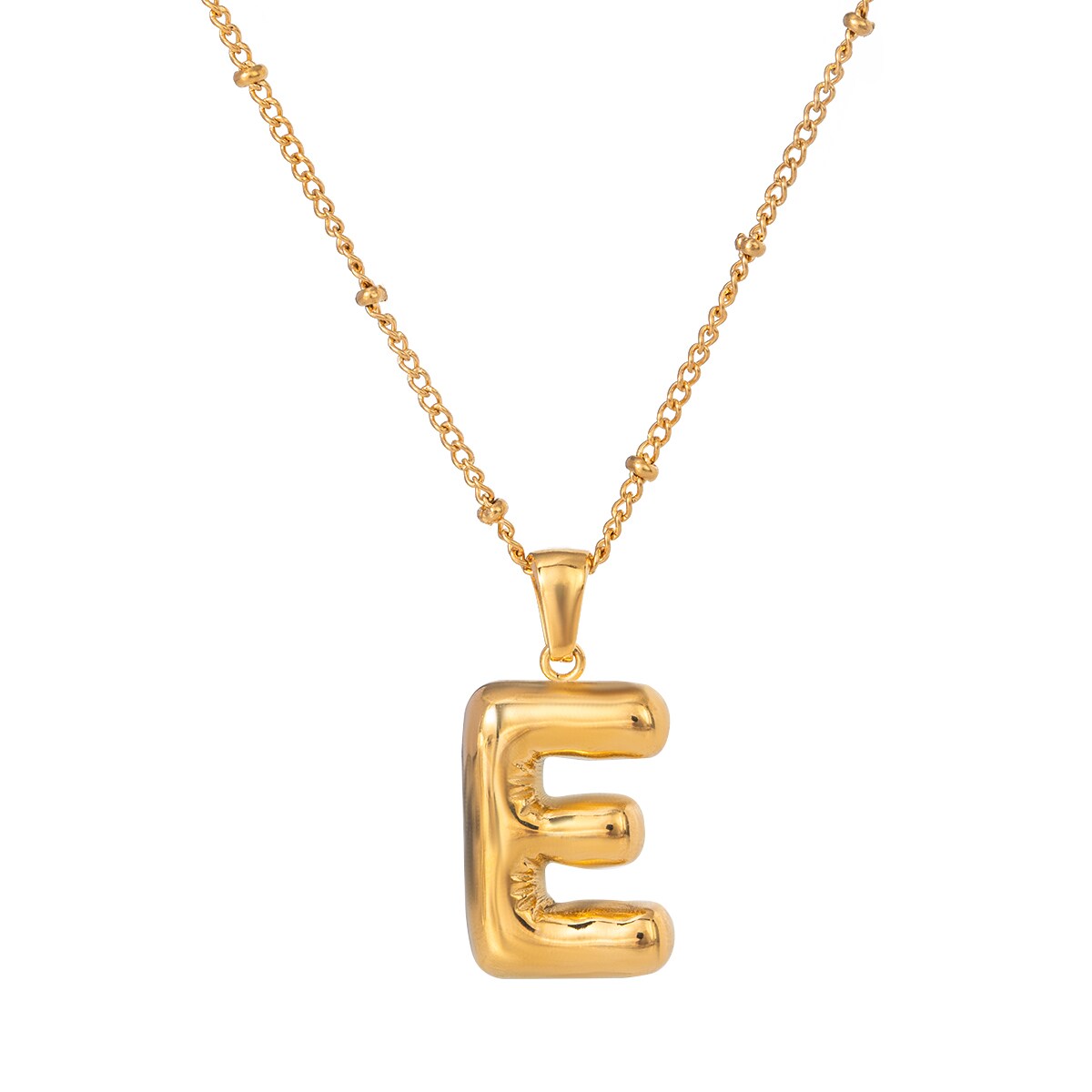 Gold color / 1 Piece Simple Casual Style Letter E Shape Stainless Steel 18K Gold Plated Women's Pendant Necklace Picture14